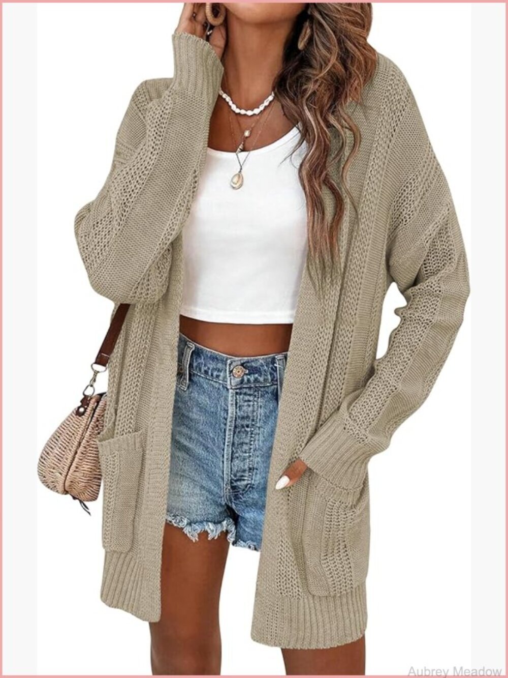 Lightweight Crochet Knit Cardigan with Pockets
